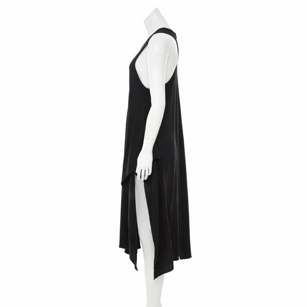 STELLA McCARTNEY Black Sleeveless Longline Draped Tunic Dress Top Size M